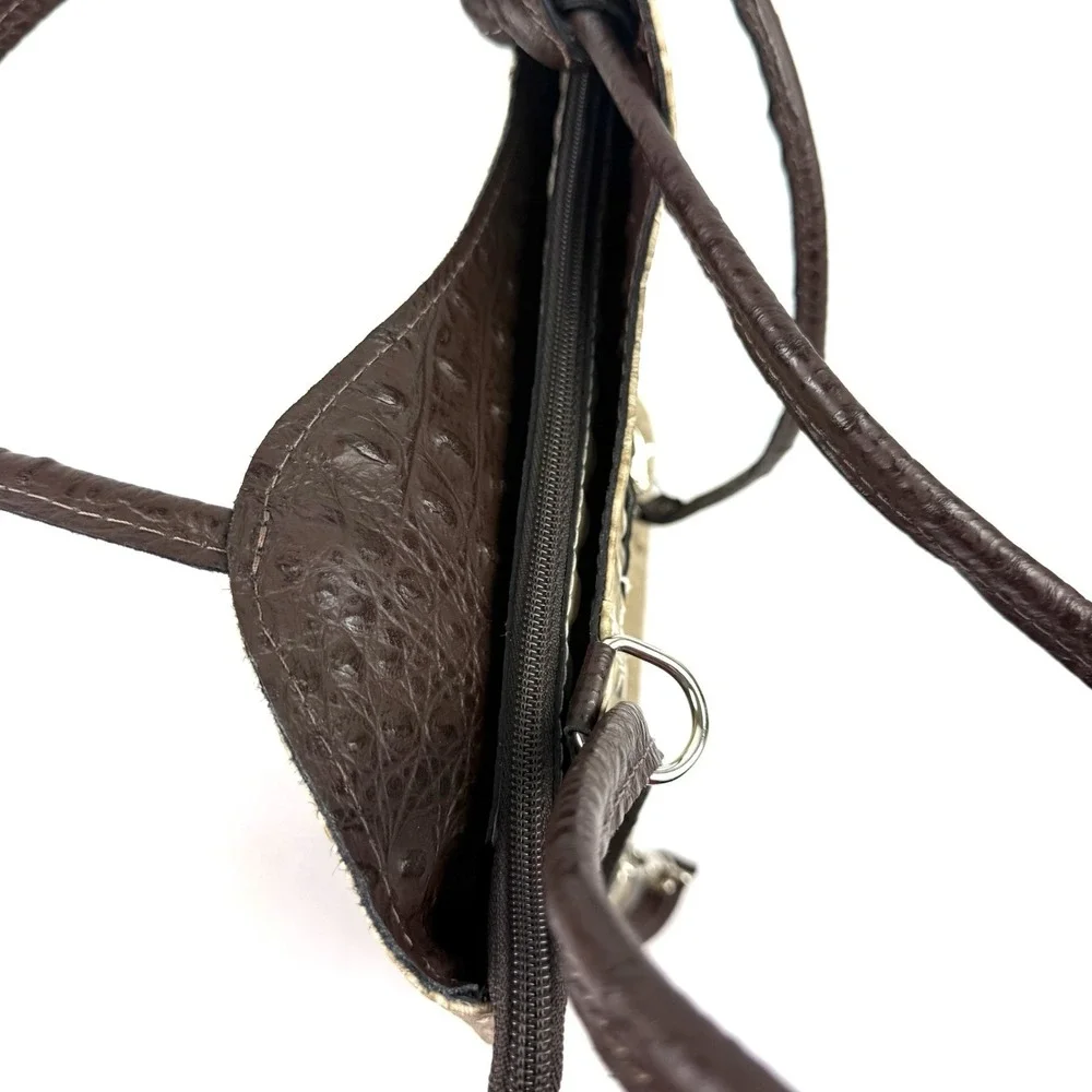 Borse In Pelle Convertible Backpack Handbag Leather Croc Embossed Made Italy New